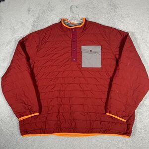 Lands End Jacket Mens‎ 4XLT Red Rust 1/4 Snap Pullover Quilted Puffer Pocket